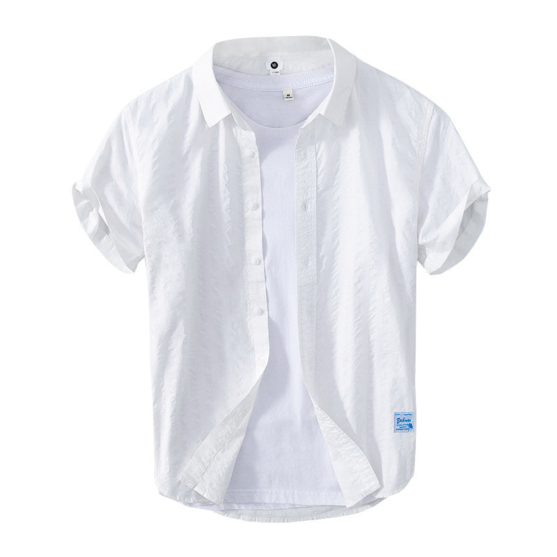 Leisure Striped Thin Short Sleeve Pure Cotton Shirt
