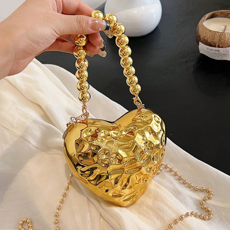 Metal Mini Heart Crossbody Bag