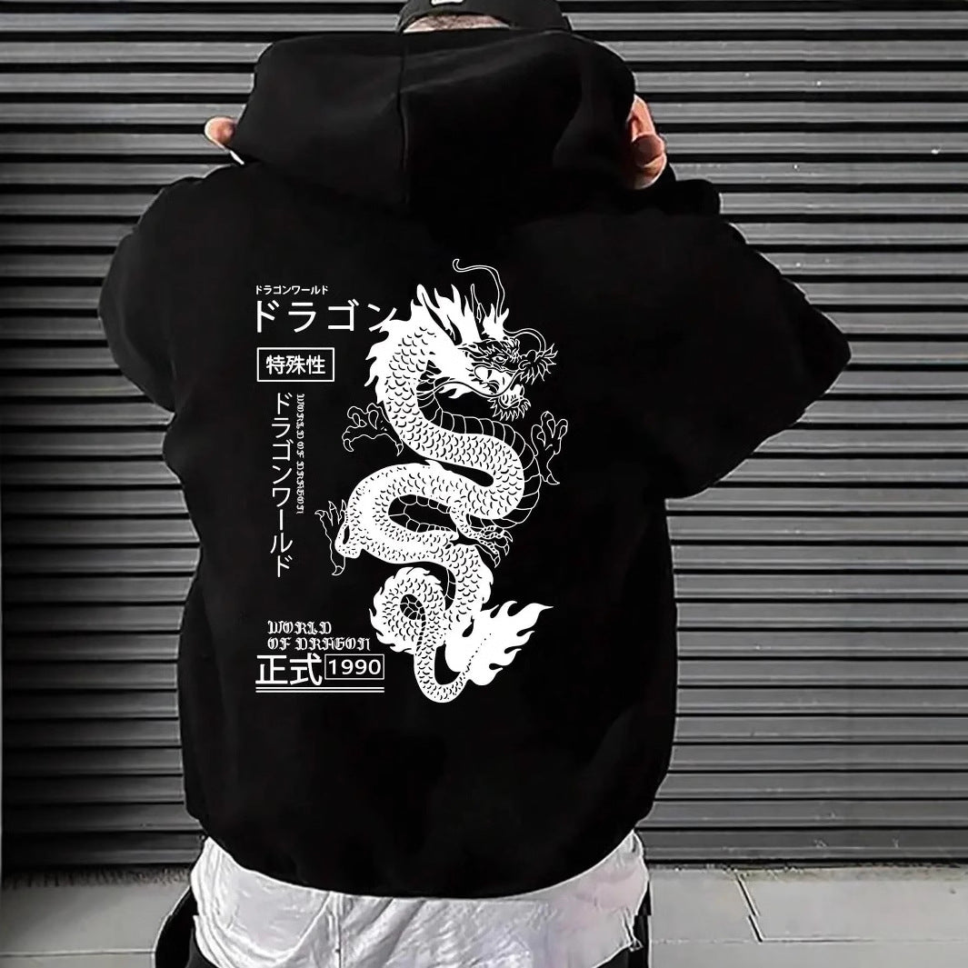 Dragon Printed Dark Style Hoodie