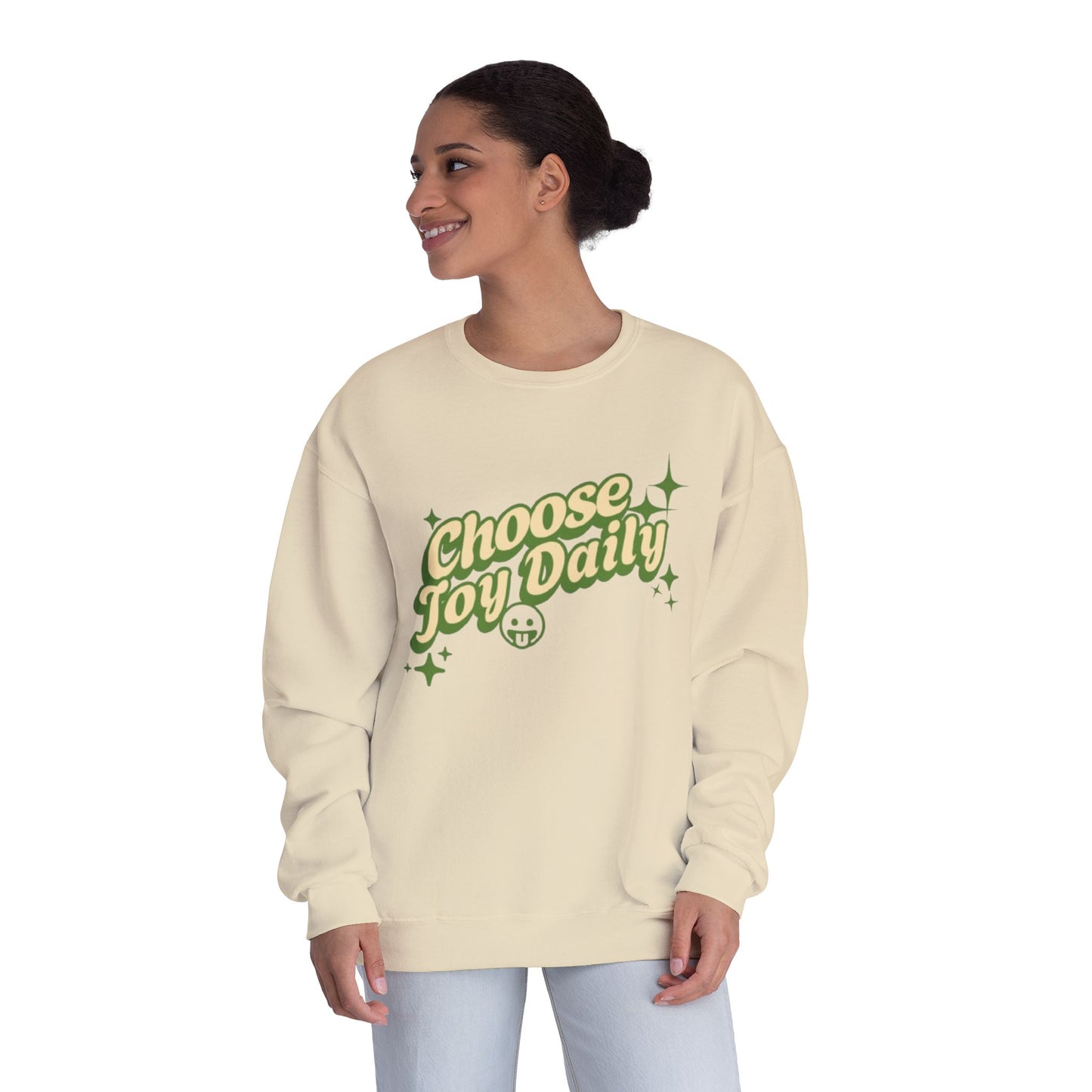 Choose Joy Daily-Crewneck Sweatshirt-Smiley Face & Sparkles