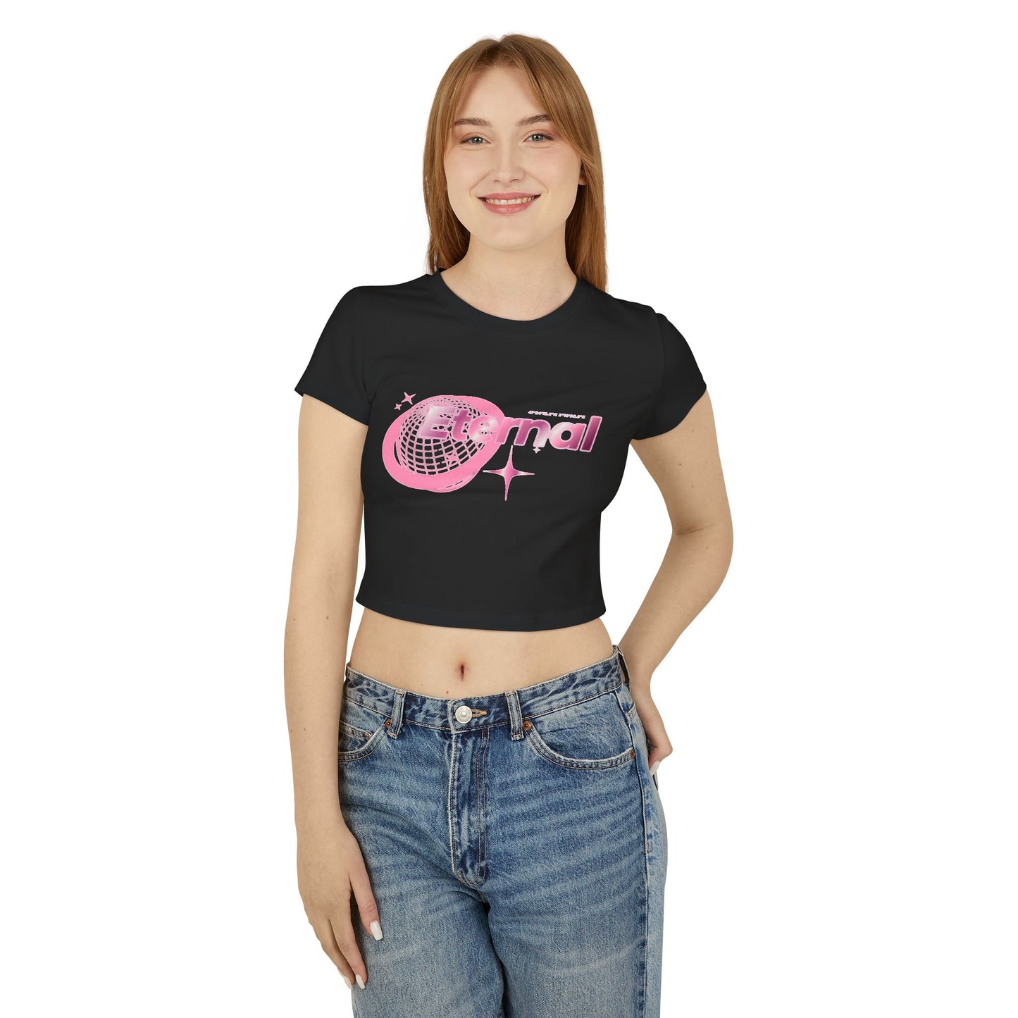 Eternal-Pink-Globe-Sparkles-Cropped Tee