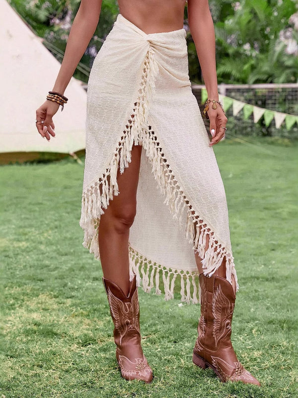 Tassel Beach Hollow Irregular Skirt