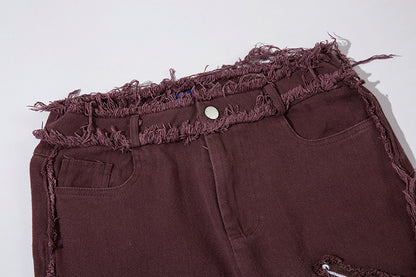 Fashionable Retro Butterfly Embroidered Jeans