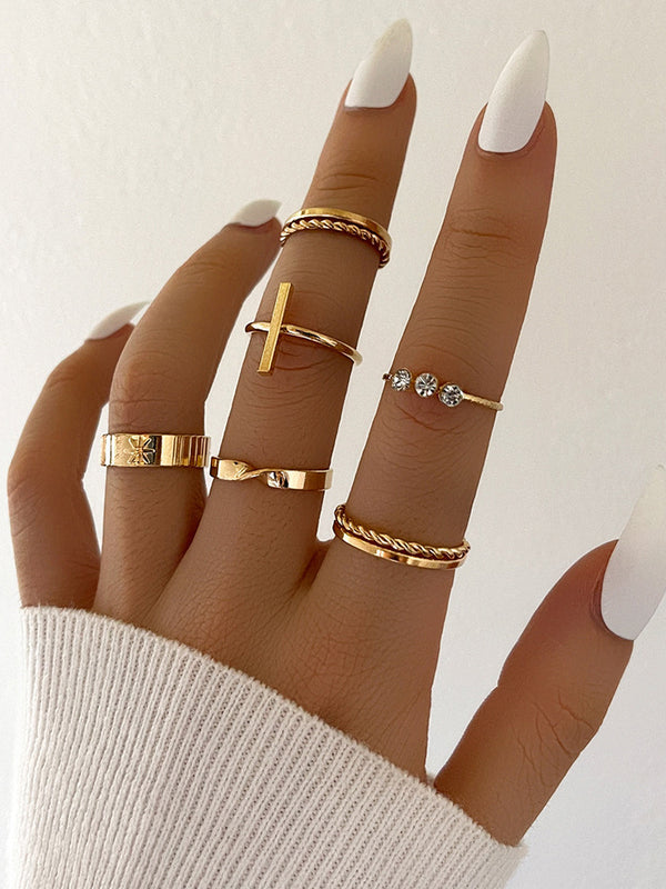 Temperament Gold Alloy Six-piece Rings