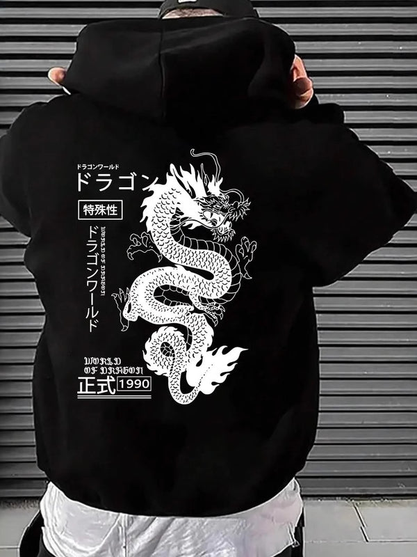 Dragon Printed Dark Style Hoodie